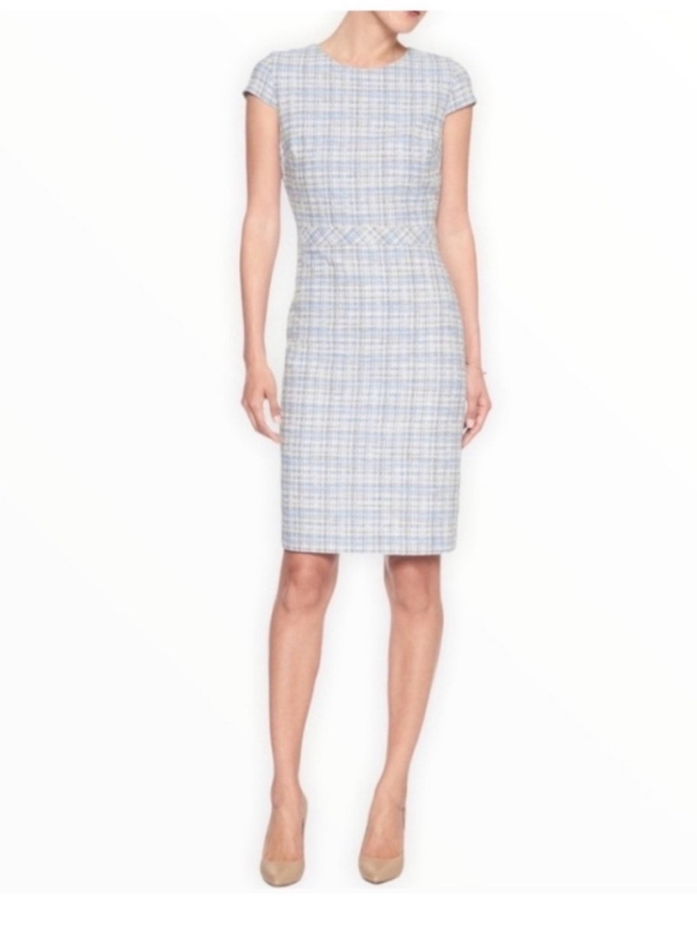 Banana Republic Factory Blouce Blue Plaid Sheath Dress Size 10 NWT